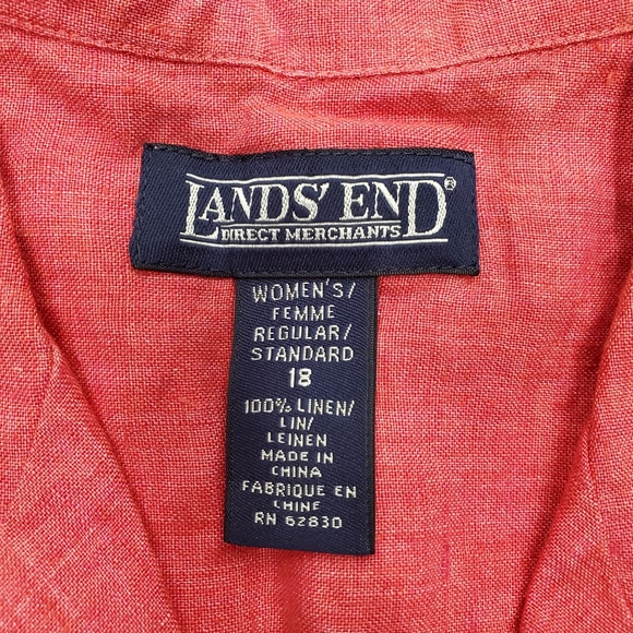 Lands End | Pink Women's Long Sleeve Linen Button Down - Picture 3 of 5